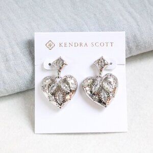 Kendra Scott Holland Silver Heart Earrings White CZ